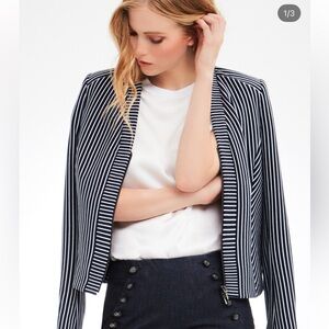 NWT Carlisle Jet Set Navy and White Pin Stripe Jacket